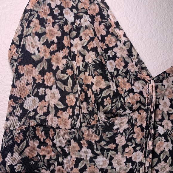 NWT Mesh Floral Mini dress black pink lace slip dress babydoll coquette short - Picture 11 of 16